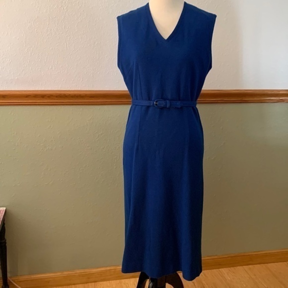 Vtg 1960s Parkshire Original Petite Miss Cobalt Blue sleeveless wiggle dress S
